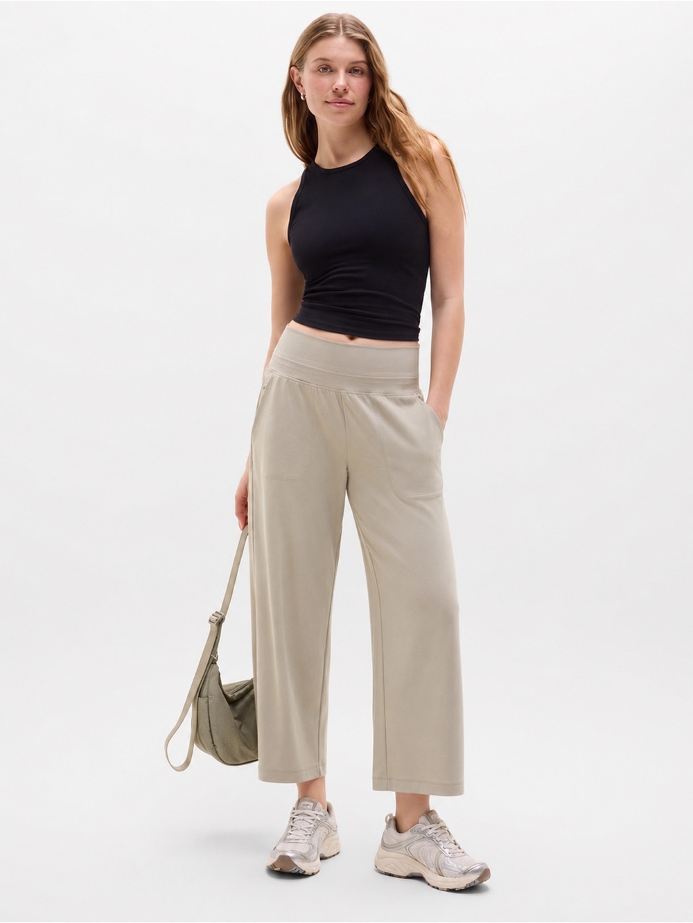 Athleta Venice High Rise Wide Leg Pants Stone Tan Size 2X *510